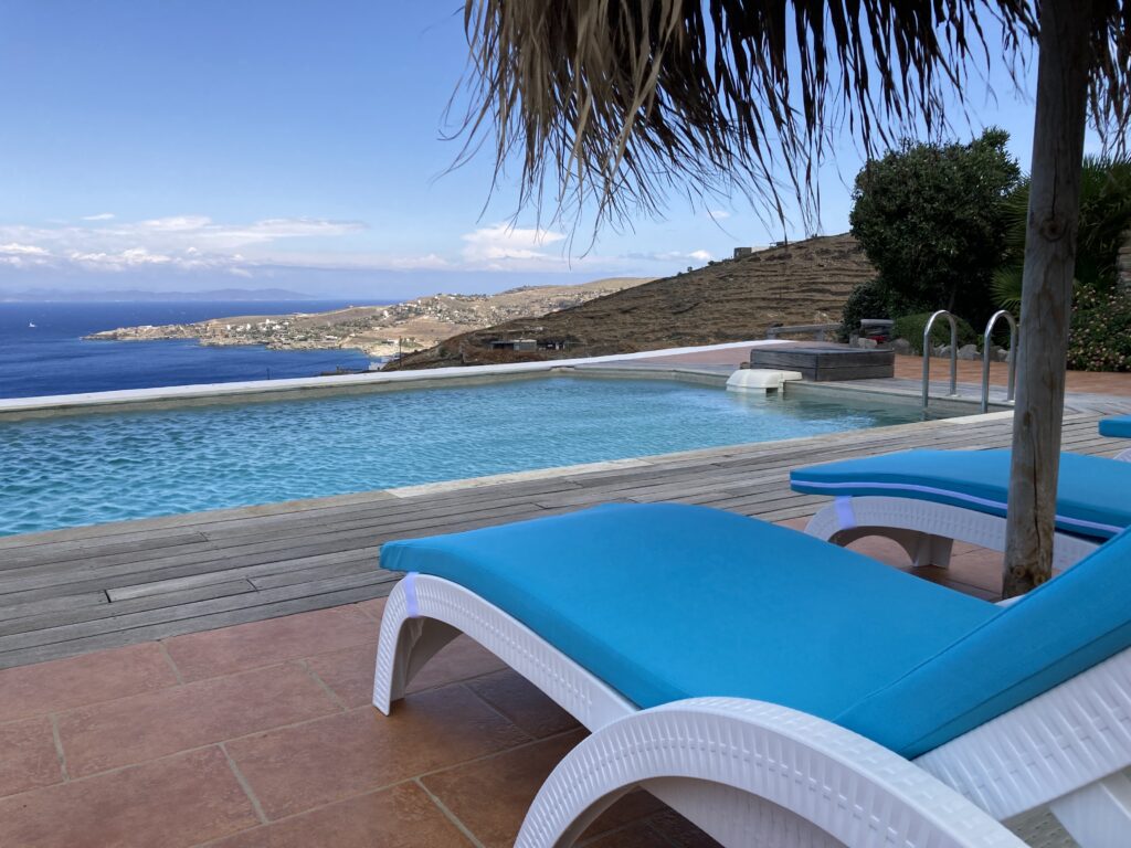 Pool, KIVA Villa, KEA island, Cyclades, Greece, relaxing resort, near the Kampi Beach, exclusive pool, air-condition, contemporary design, luxury, private apartment, seafront view