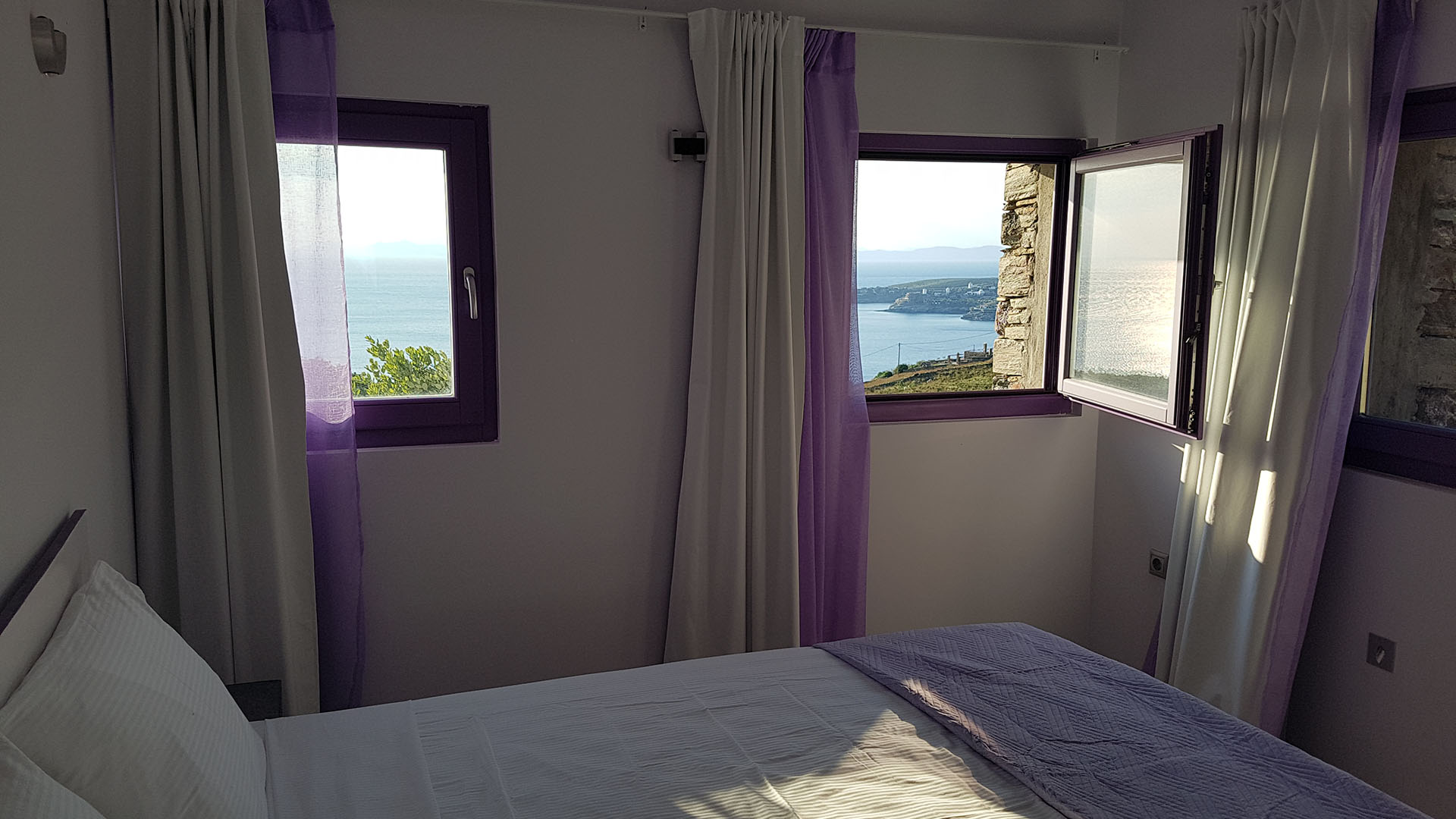 Bedroom, KIVA Villa, KEA island, Cyclades, Greece, relaxing resort, near the Kampi Beach, exclusive pool, air-condition, contemporary design, luxury, private apartment, seafront view