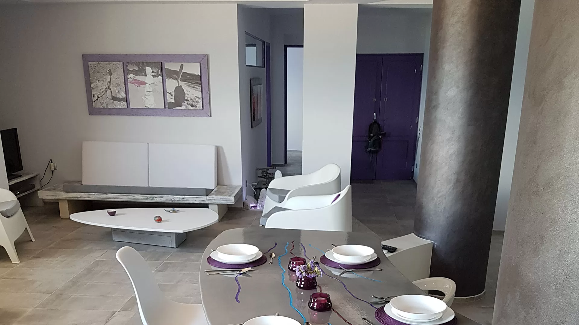 Living Room, KIVA Villa, KEA island, Cyclades, Greece, relaxing resort, near the Kampi Beach, exclusive pool, air-condition, contemporary design, luxury, private apartment, seafront view