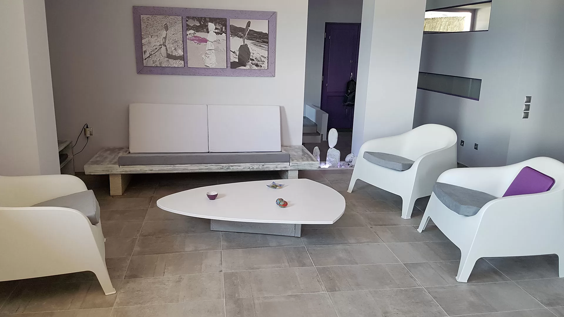 Living Room, KIVA Villa, KEA island, Cyclades, Greece, relaxing resort, near the Kampi Beach, exclusive pool, air-condition, contemporary design, luxury, private apartment, seafront view